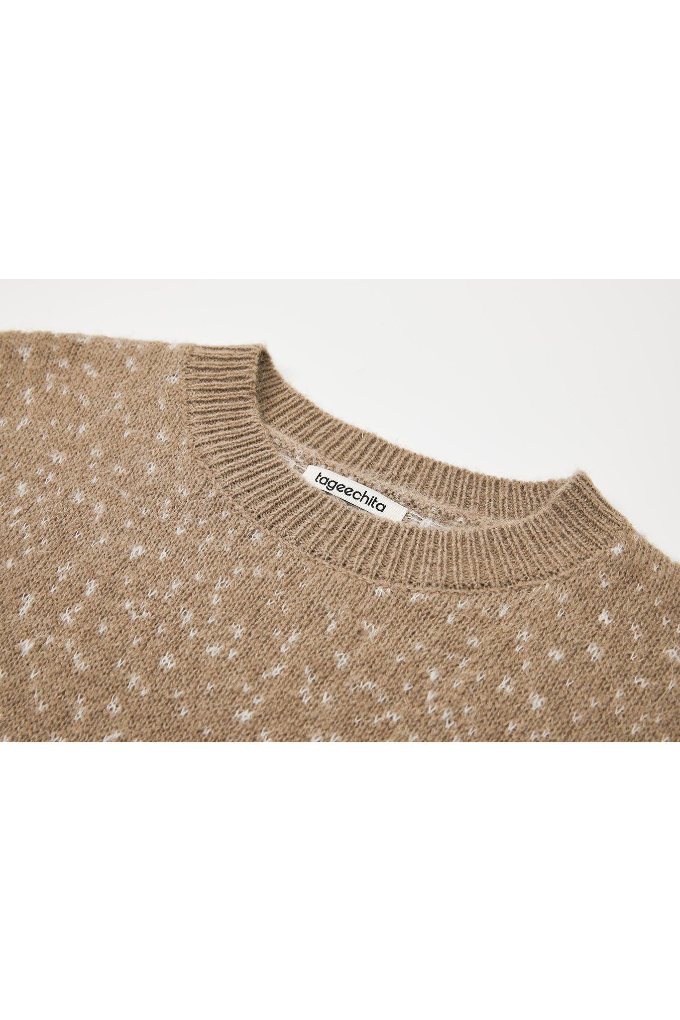 [tageechita] Wool blend jacquard crew neck knit