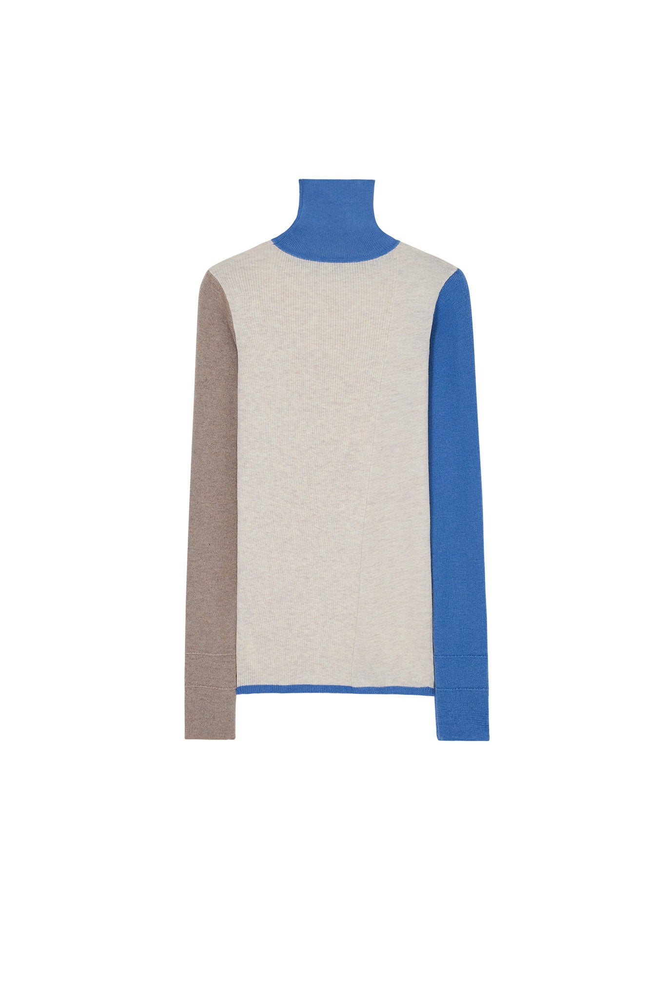 [tageechita] Bicolor high neck wool knit tops