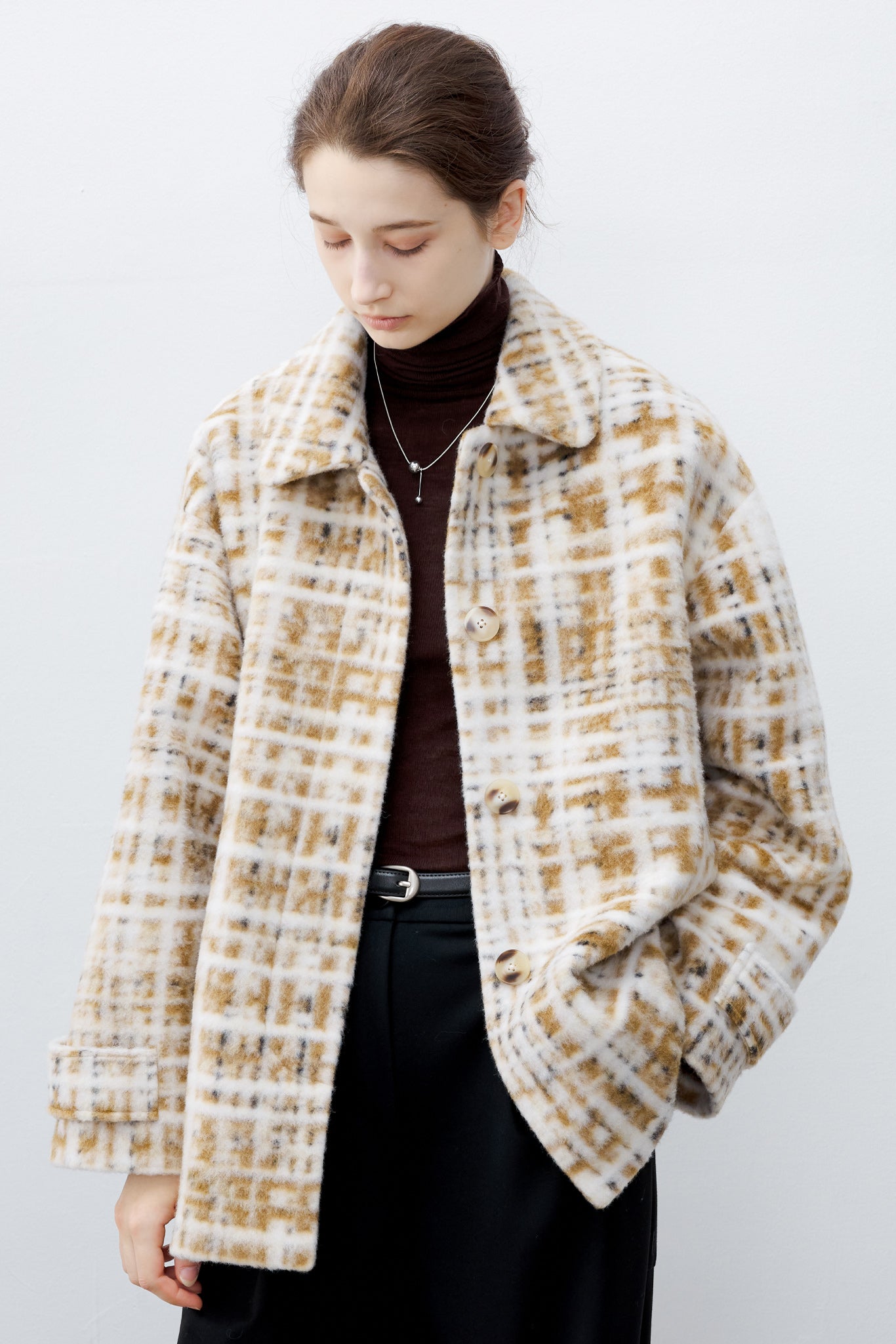 [tageechita] Compressed wool random check jacket