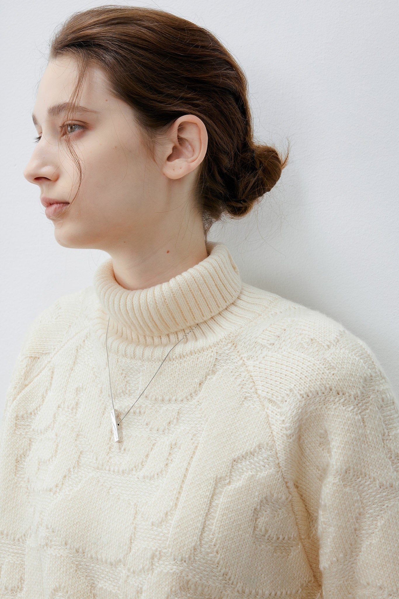 [tageechita] High neck jacquard design knit