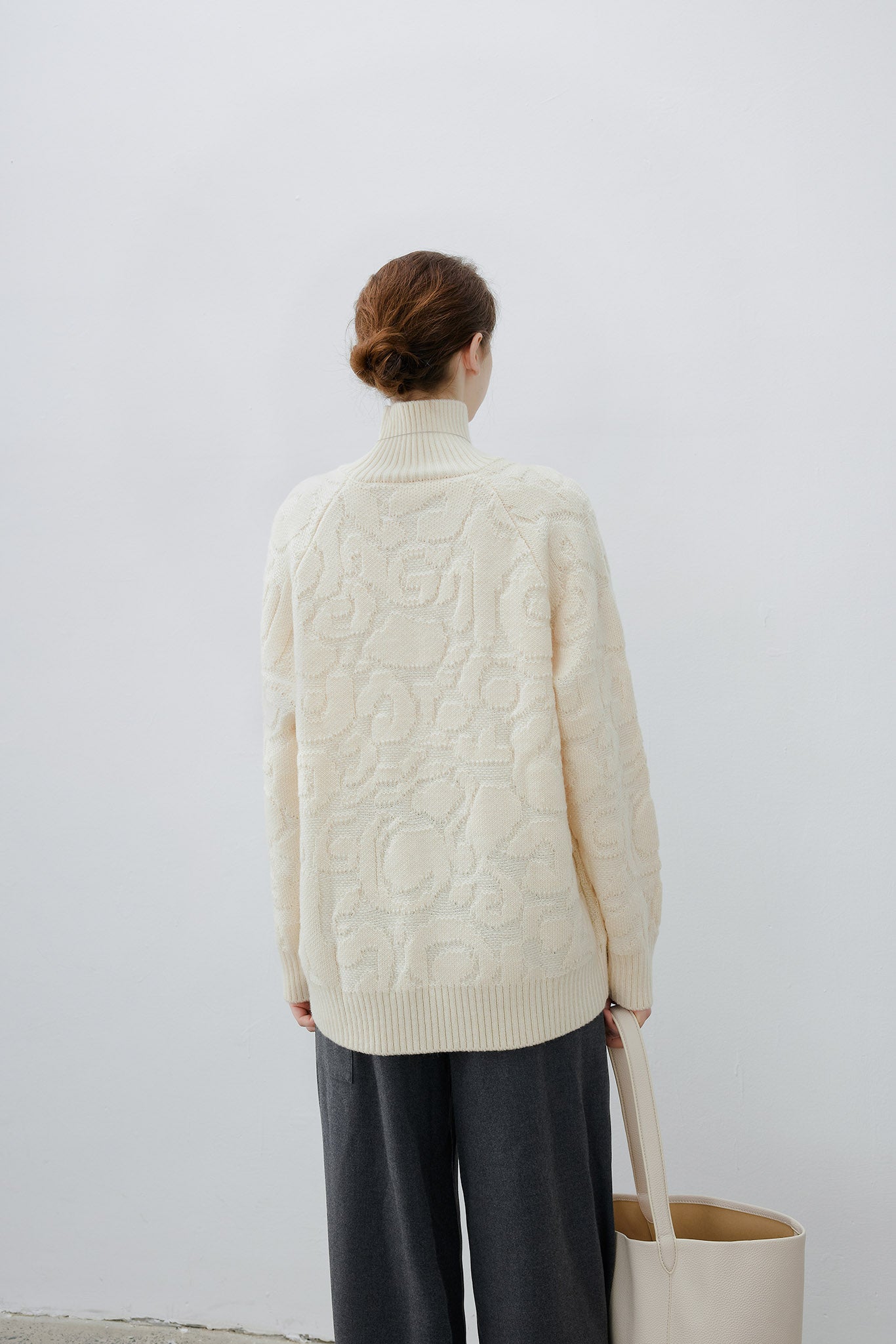 [tageechita] High neck jacquard design knit