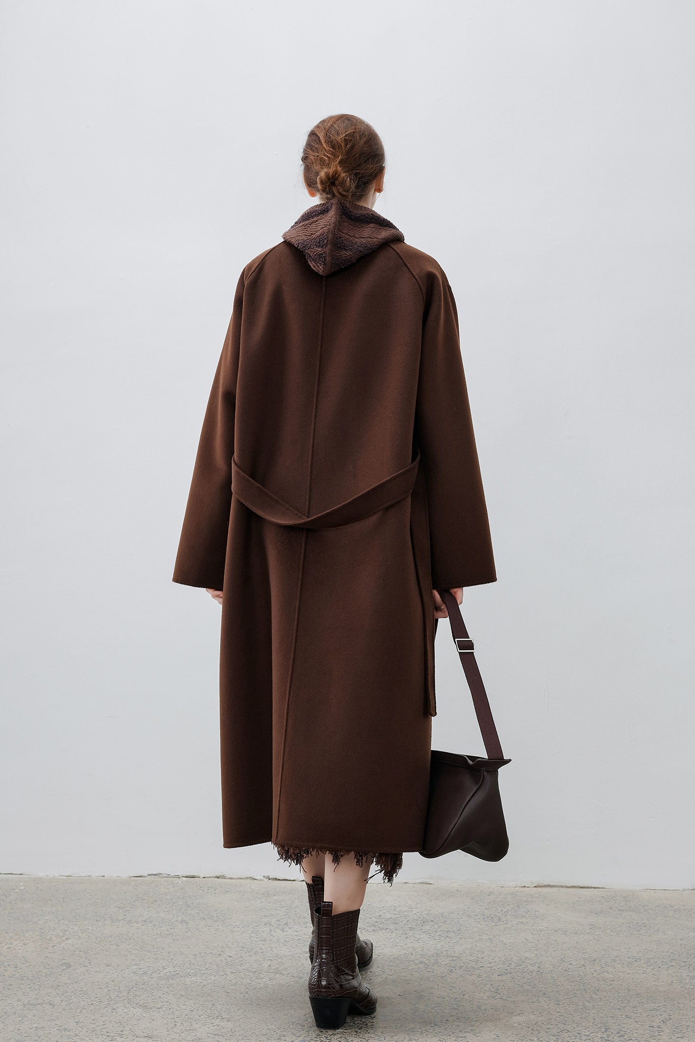 [tageechita] Compressed wool stand collar long coat