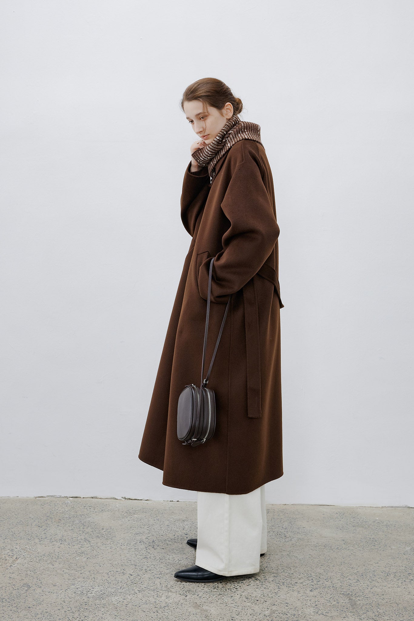 [tageechita] Compressed wool stand collar long coat