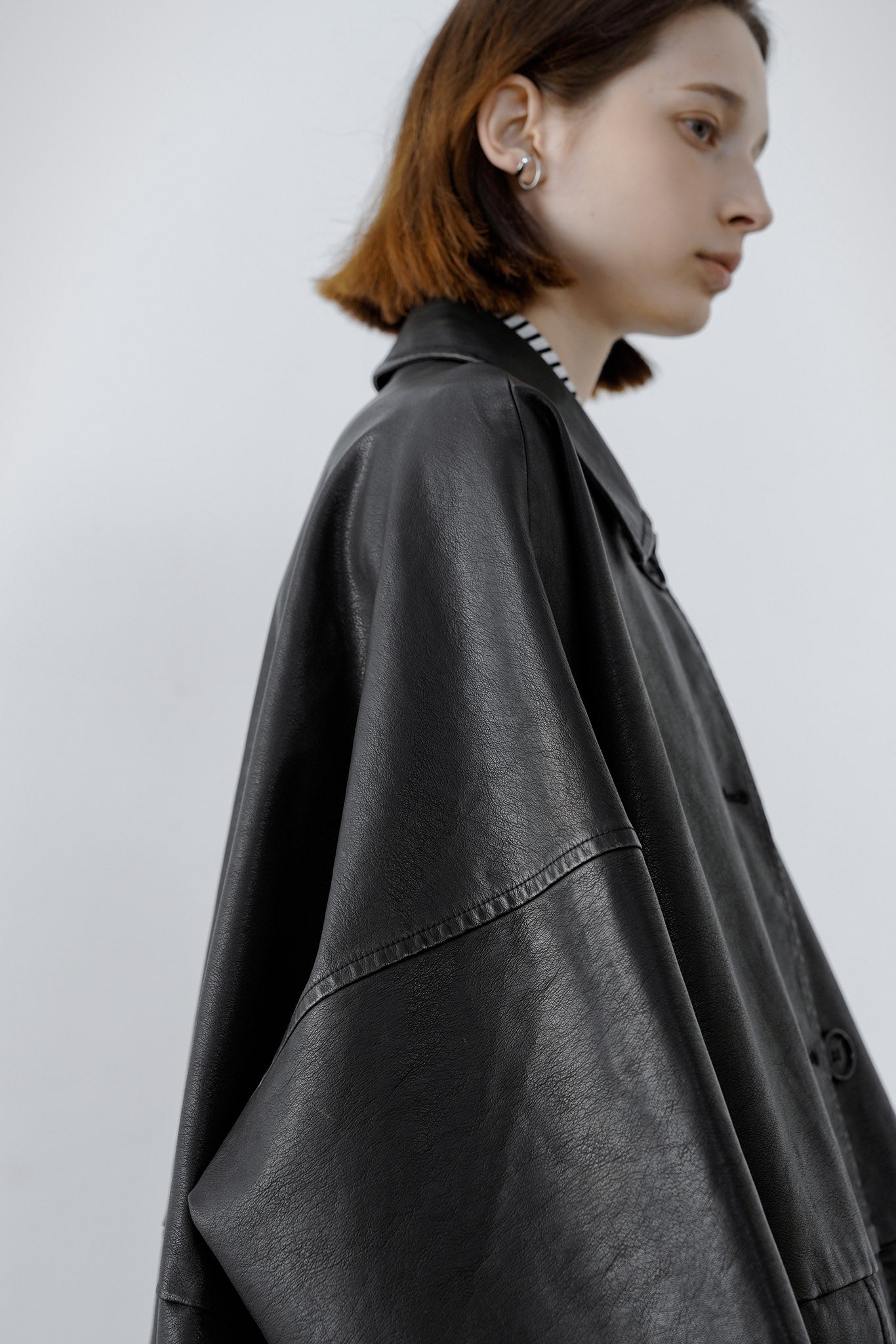 [tageechita] Over silhouette leather jacket