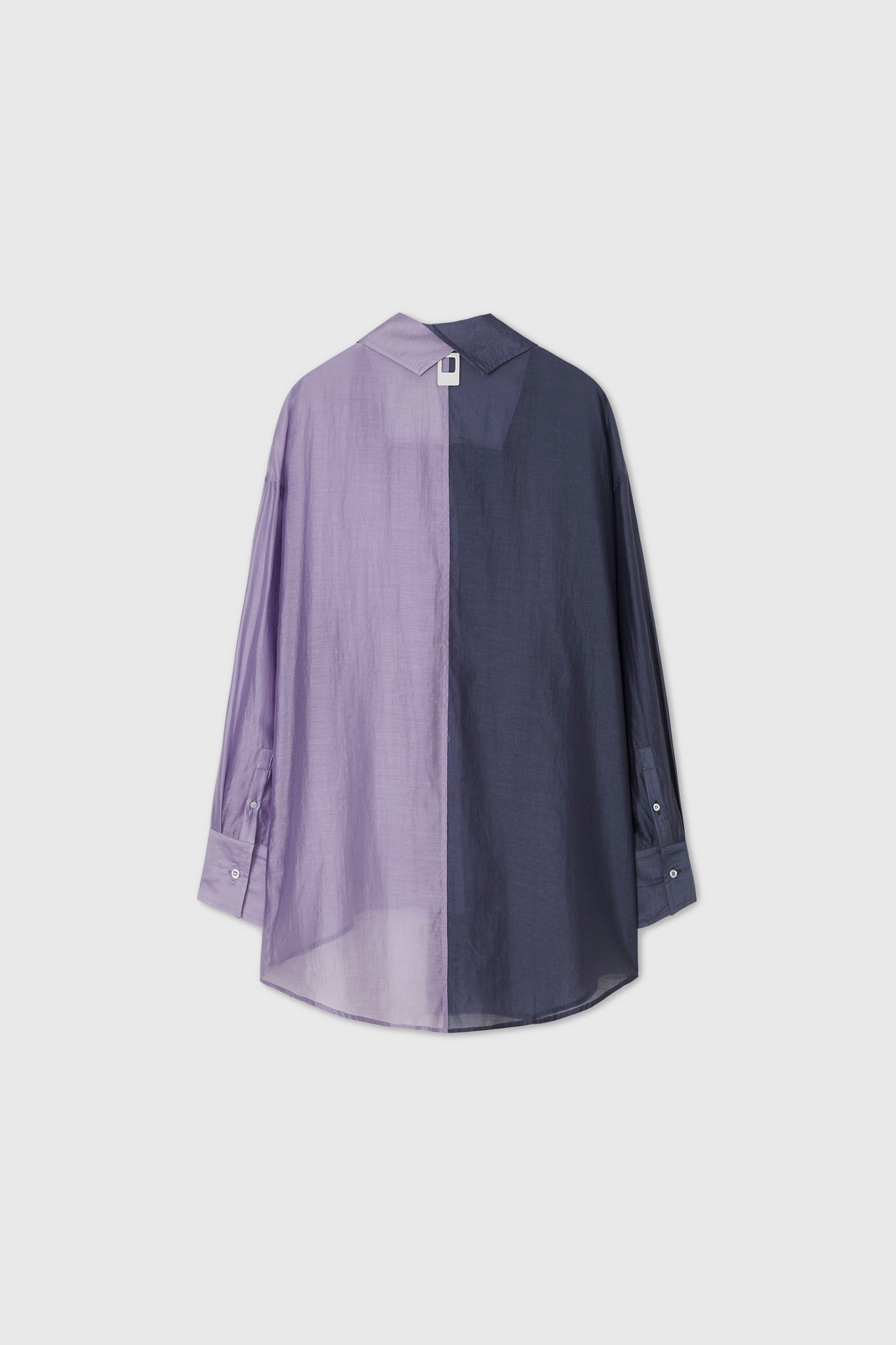 Bicolor asymmetric sheer shirt