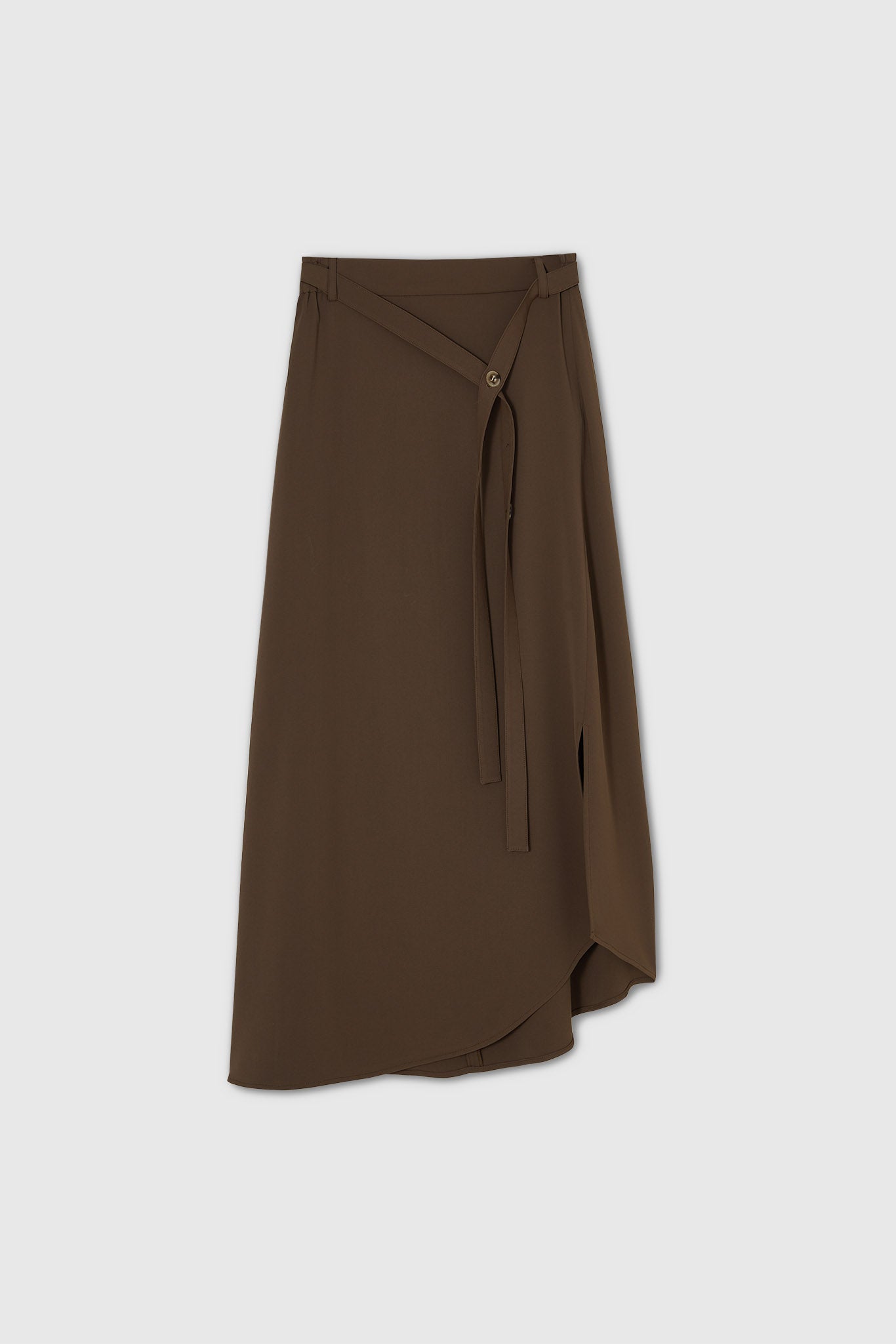 Asymmetric tight skirt with waist belt 