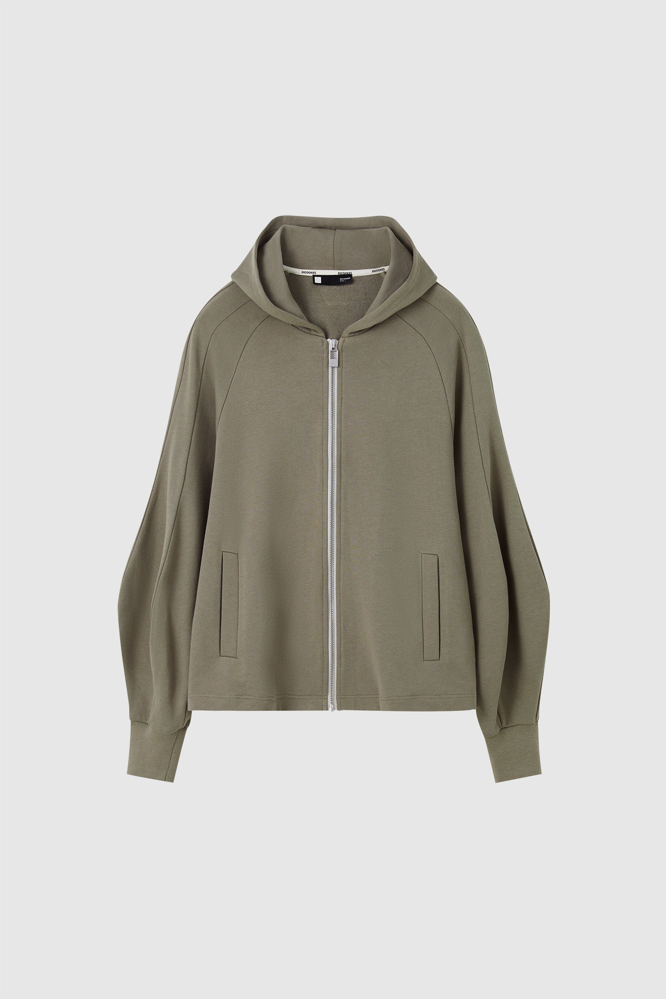 Curved sleeve zip hoodie / hoodie 