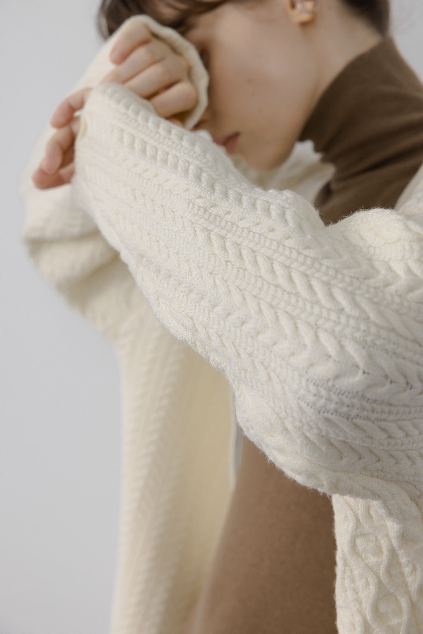 zip-up design knit cardigan 