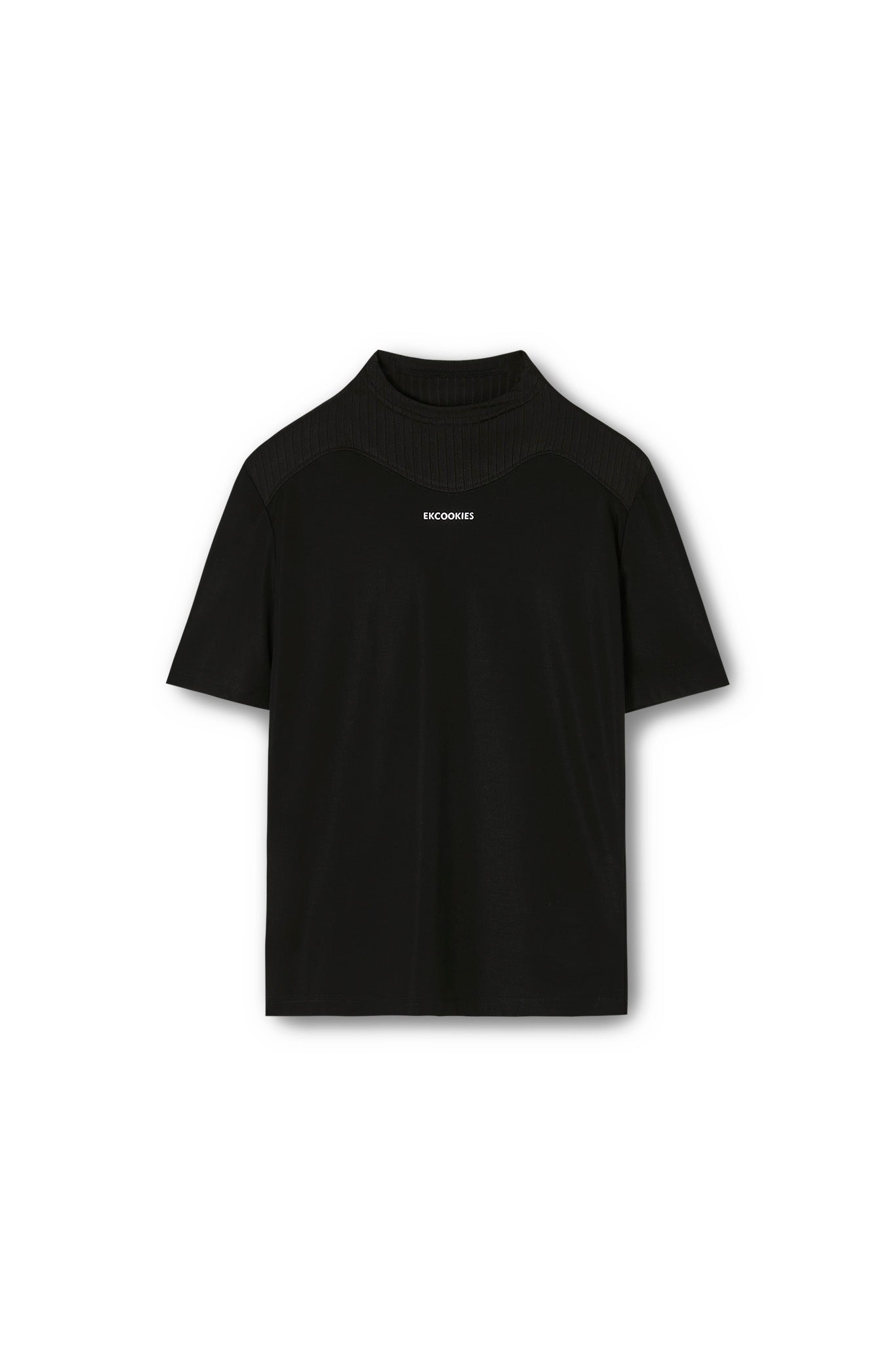 Front logo print petite high neck cut and sew / T-shirt 