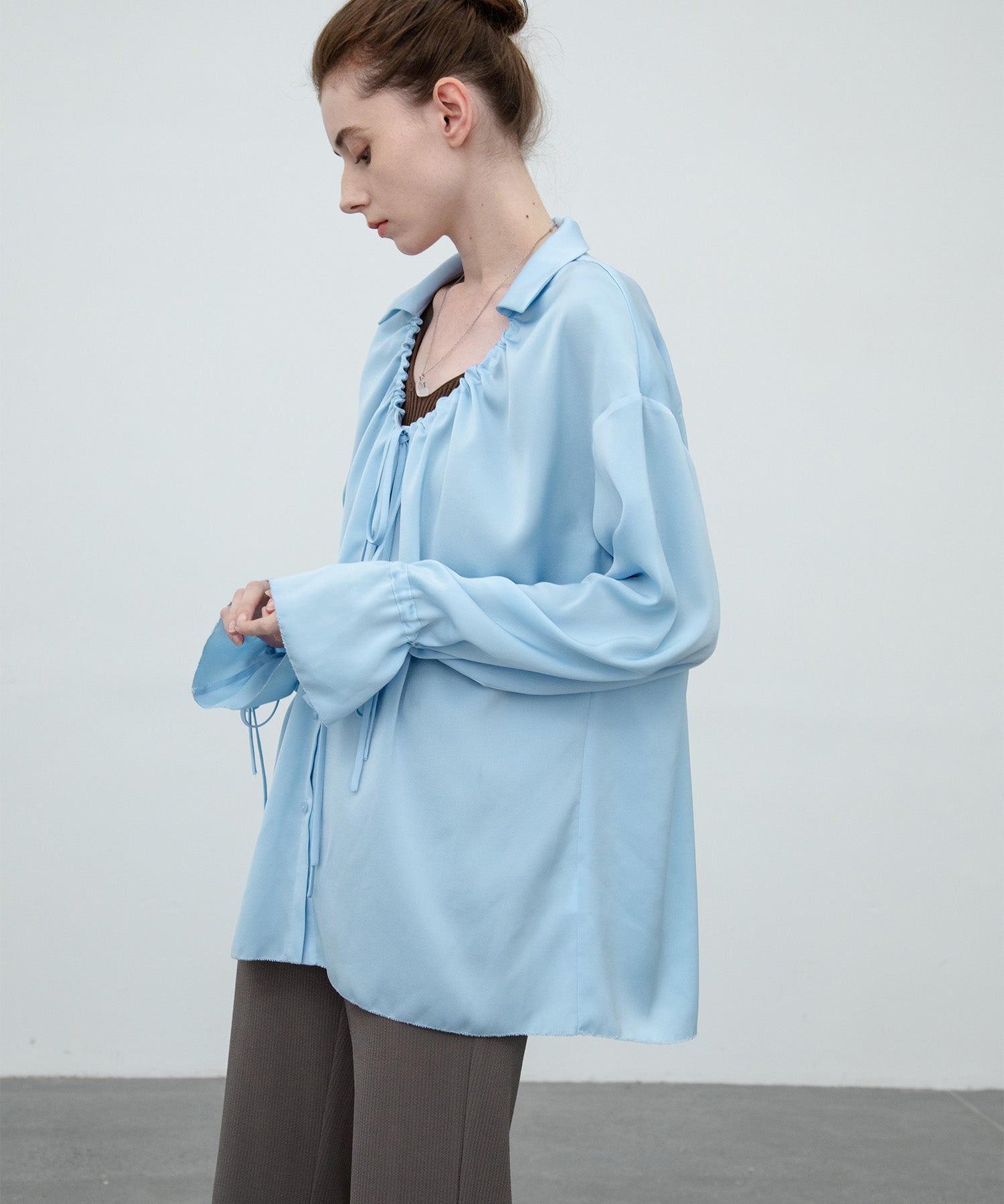 gathered front relaxed shirt 