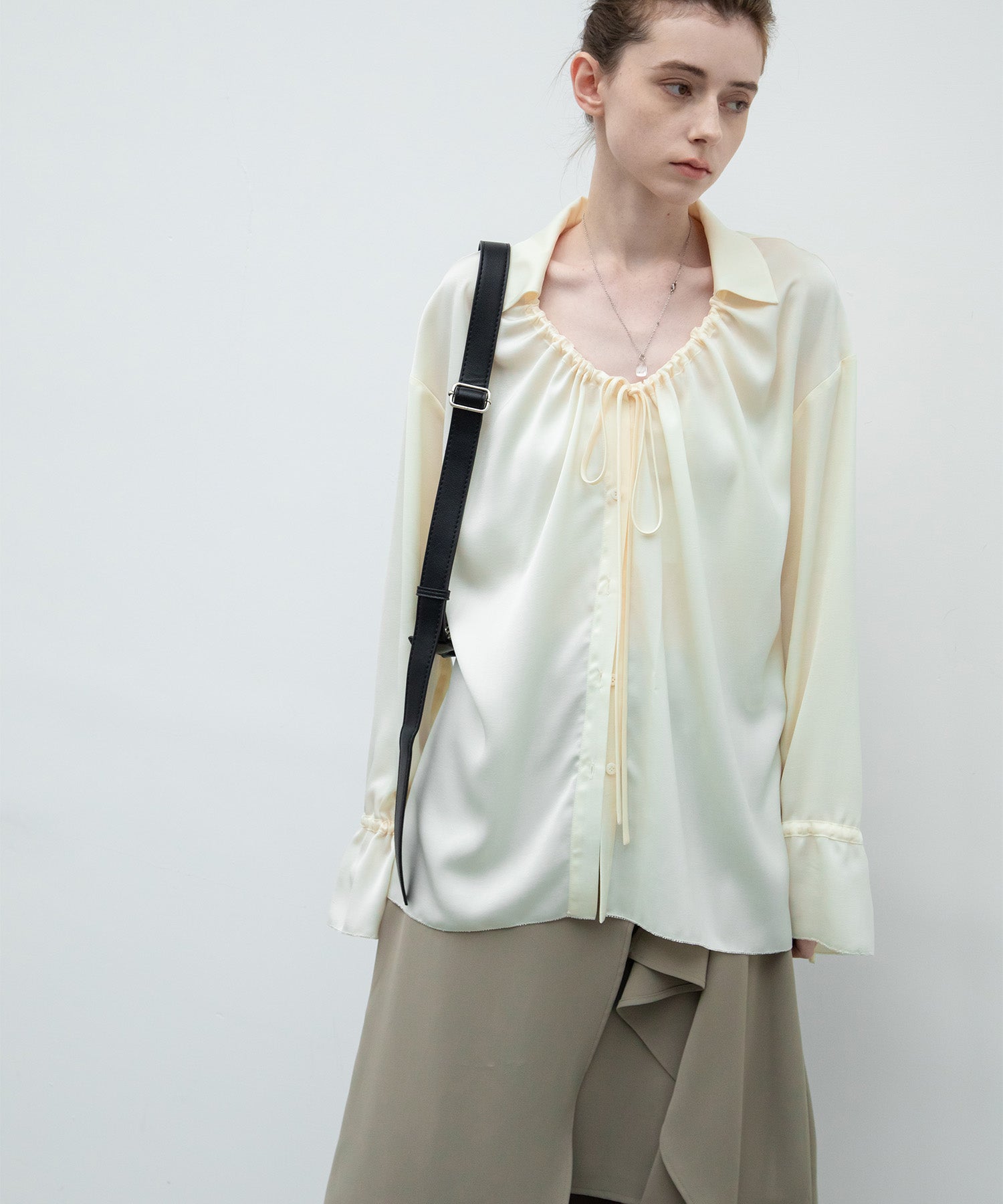 gathered front relaxed shirt 