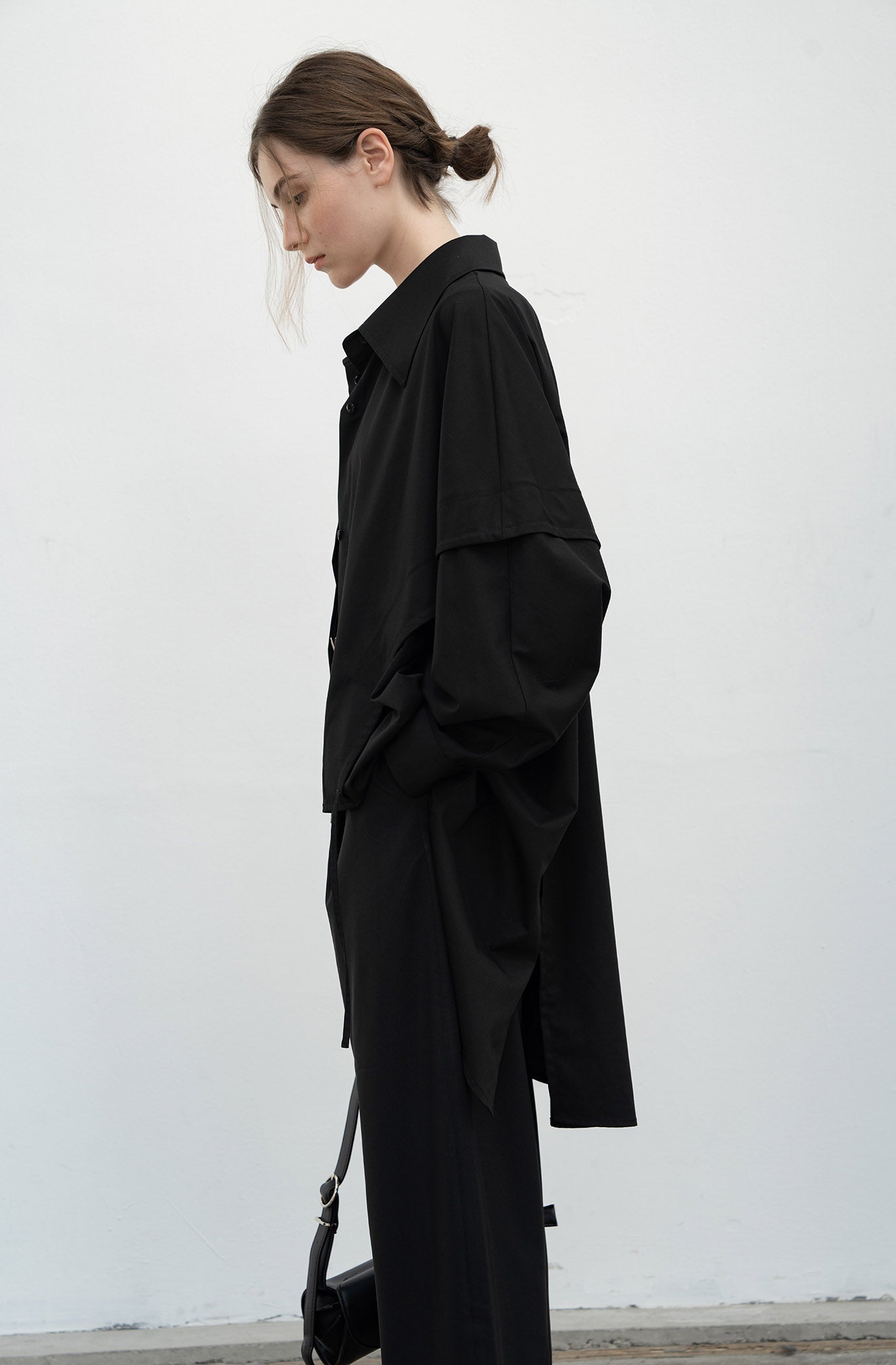Side gathered over silhouette shirt 