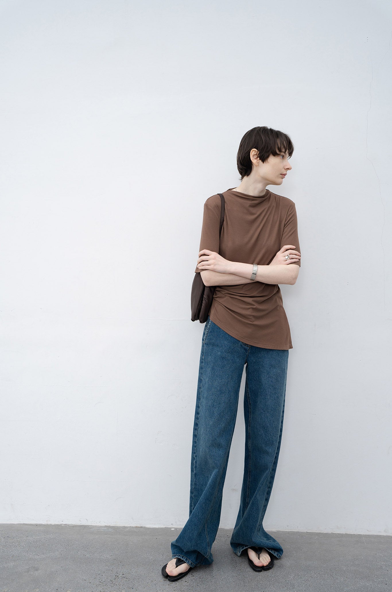 Front gathered boat neck cut and sew