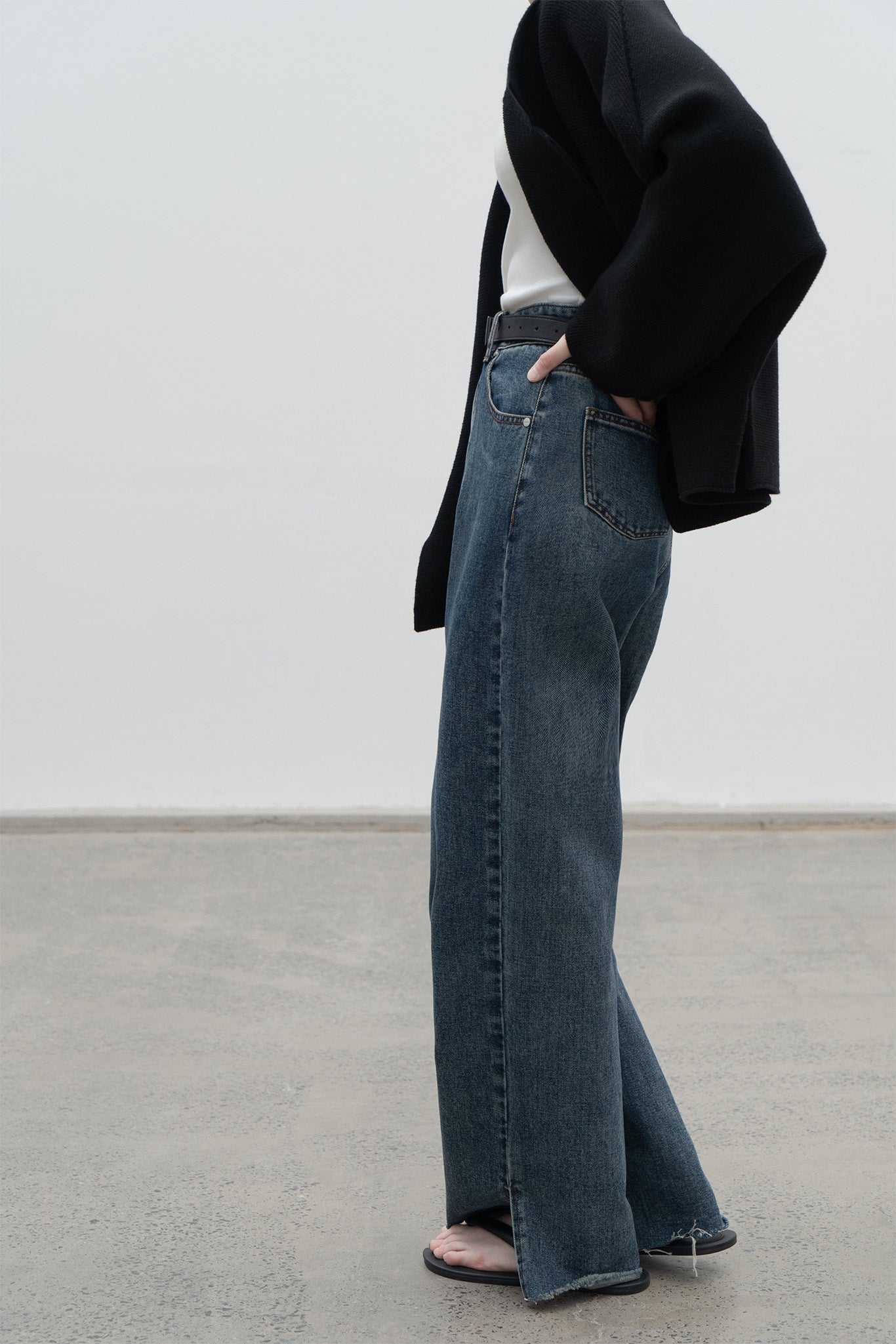 EKCOOKIES UNISEX SIDE SLIT LOOSE JEANS - パンツ