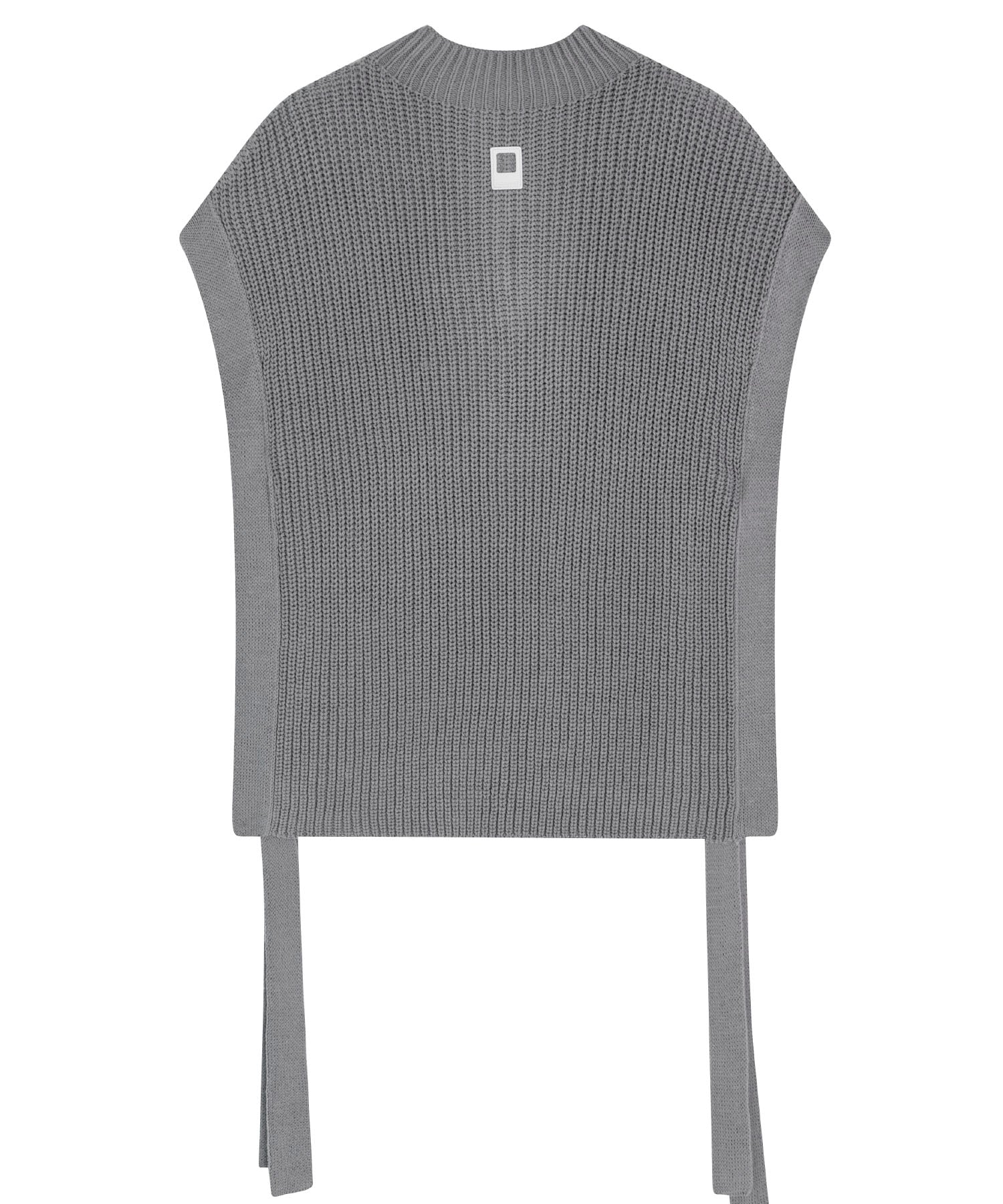 Stand collar high neck half zip up side open knit vest 