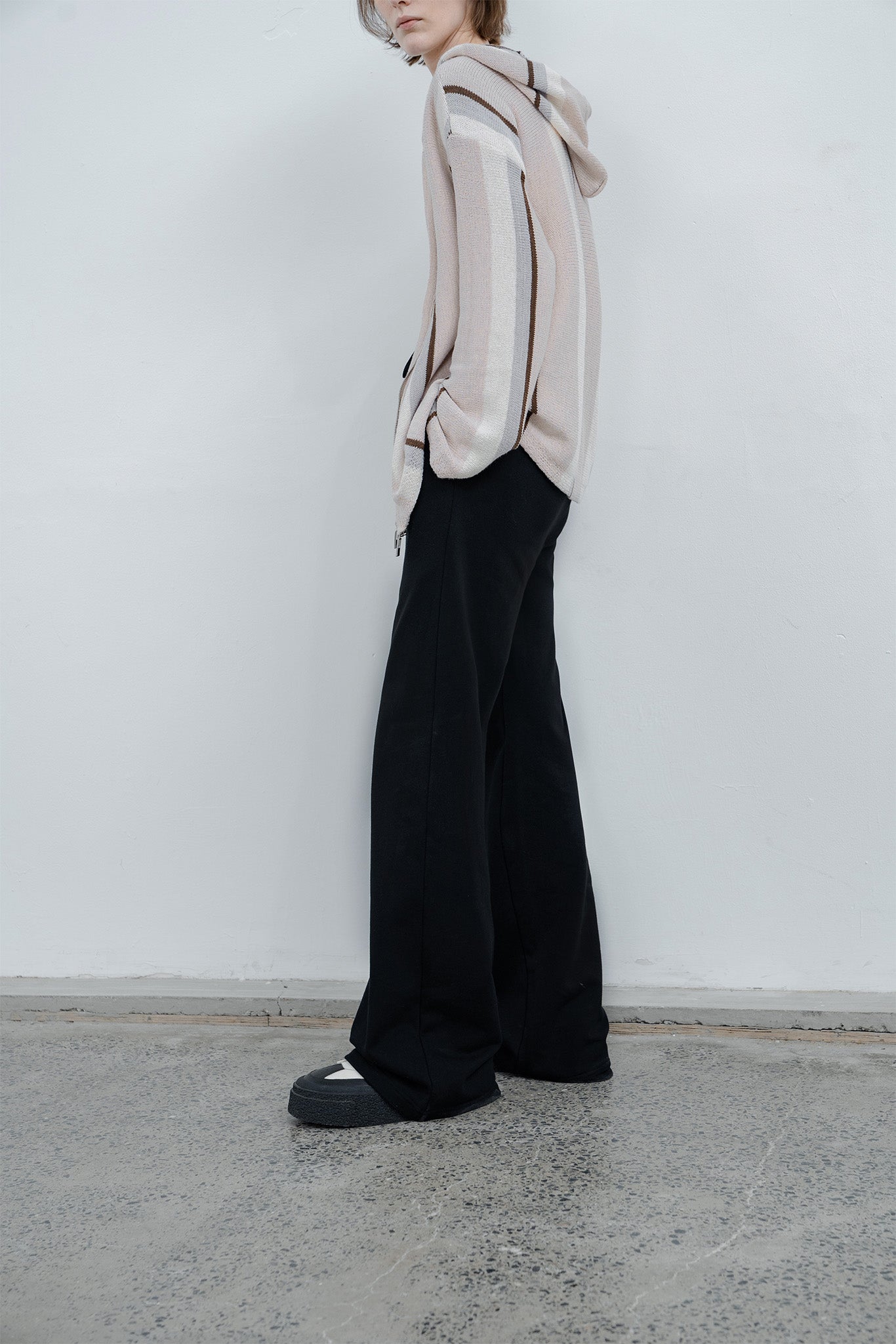Cotton jersey wide straight pants 