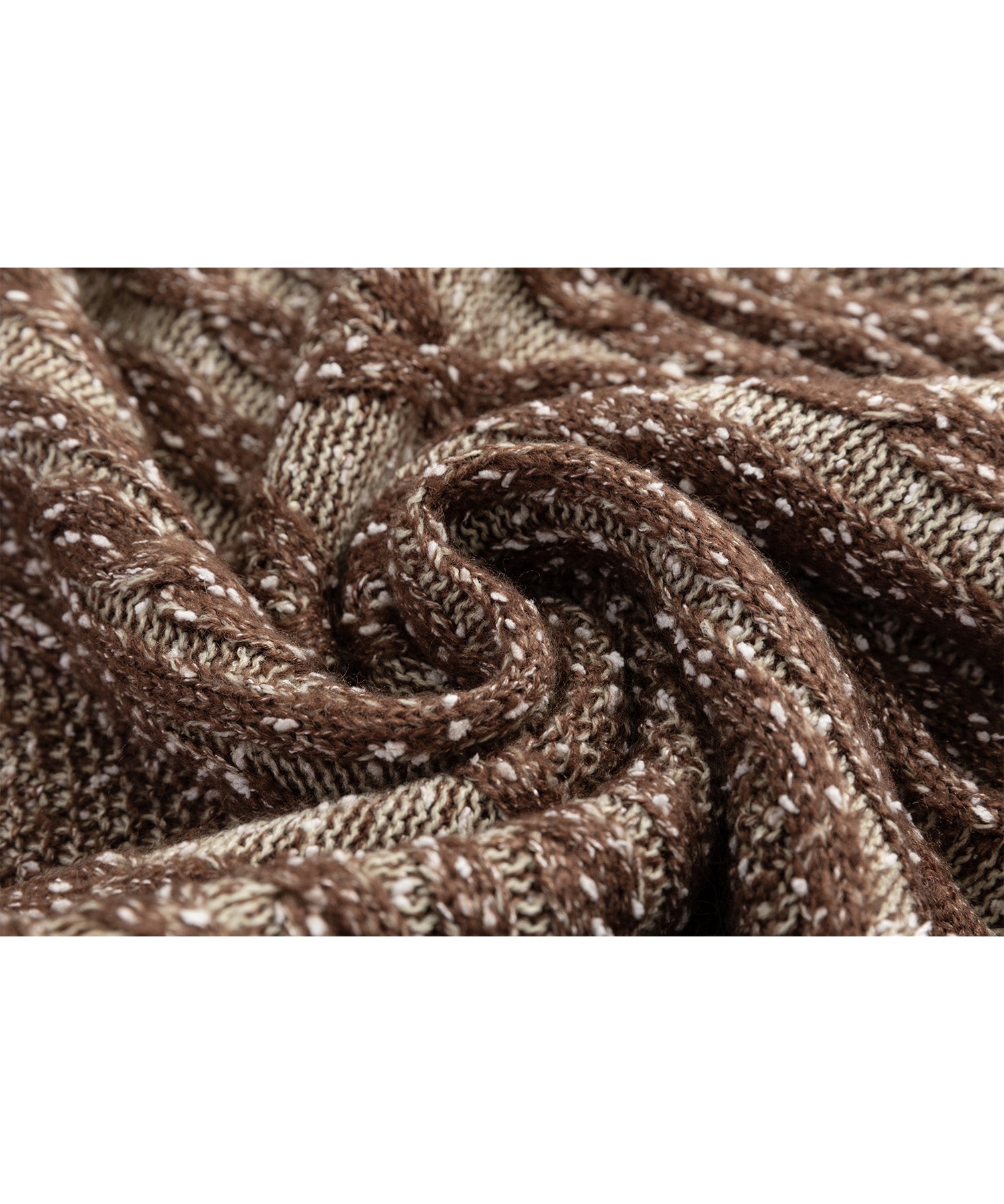 Cable-knit jacquard oversized V-neck knit top 