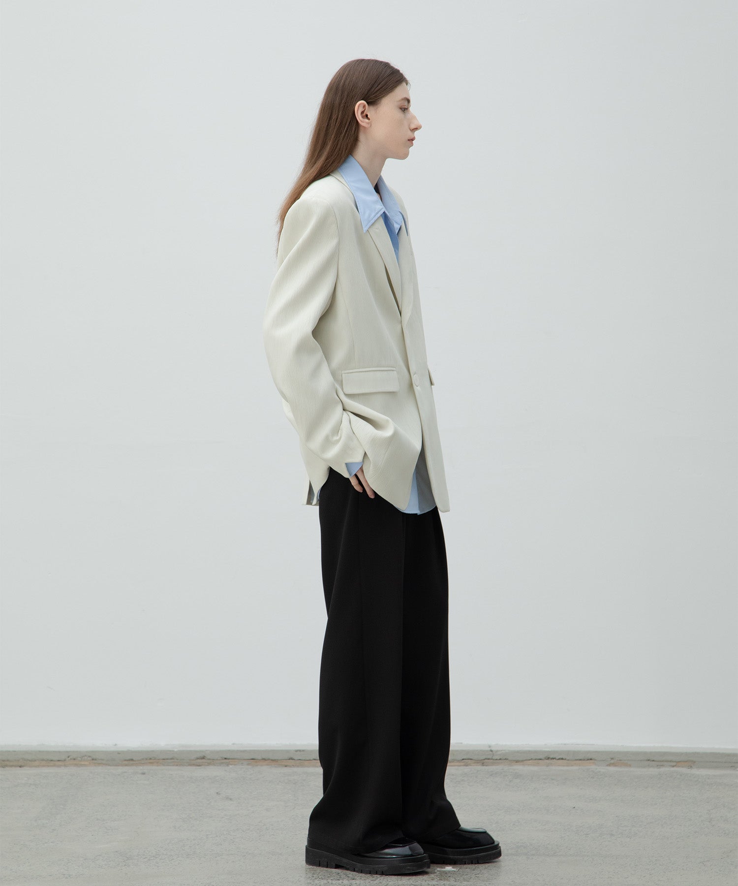 Center press stack pants with elastic sides 